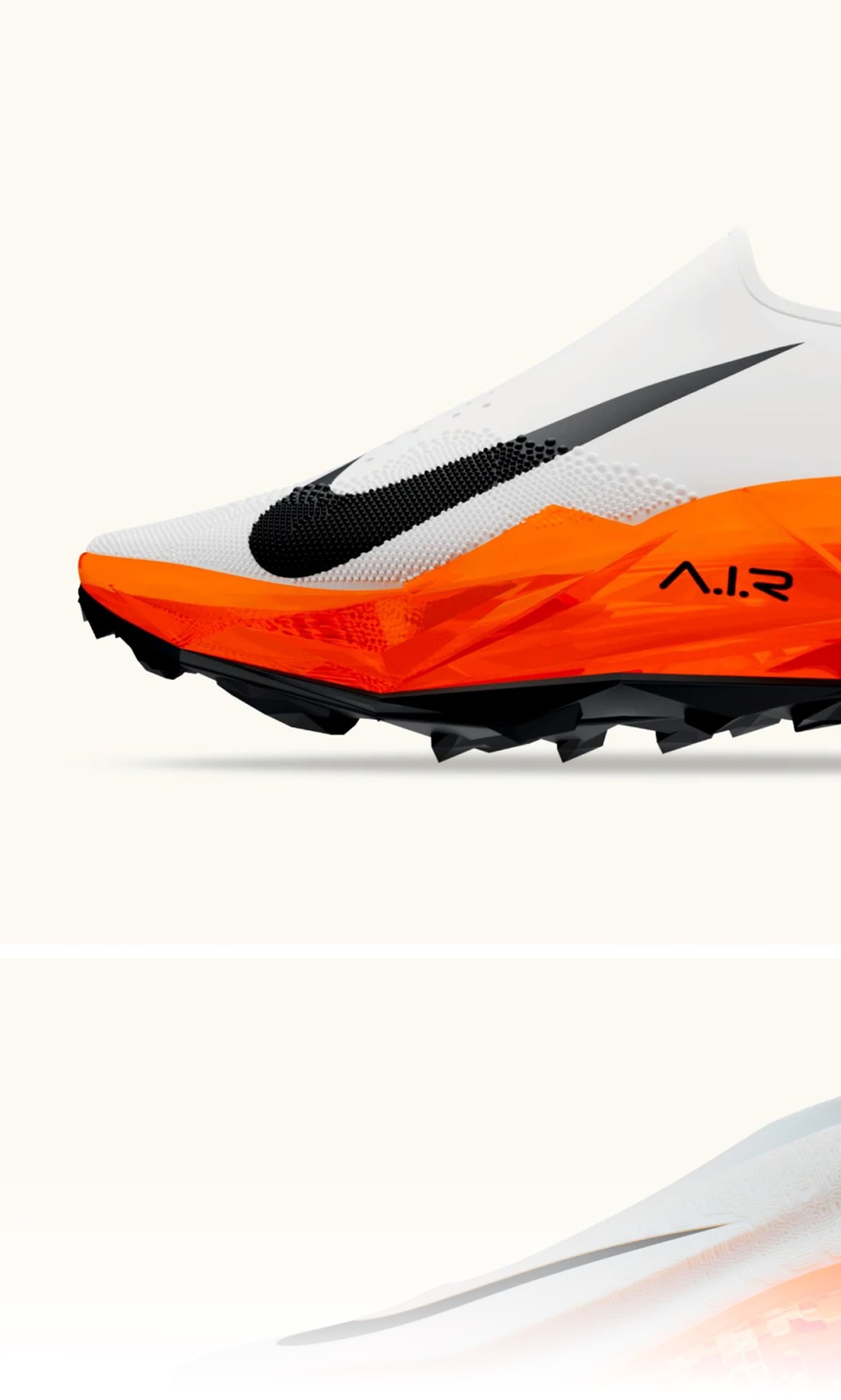 A collage of Nike Air prototypes in sail with a total orange air unit.