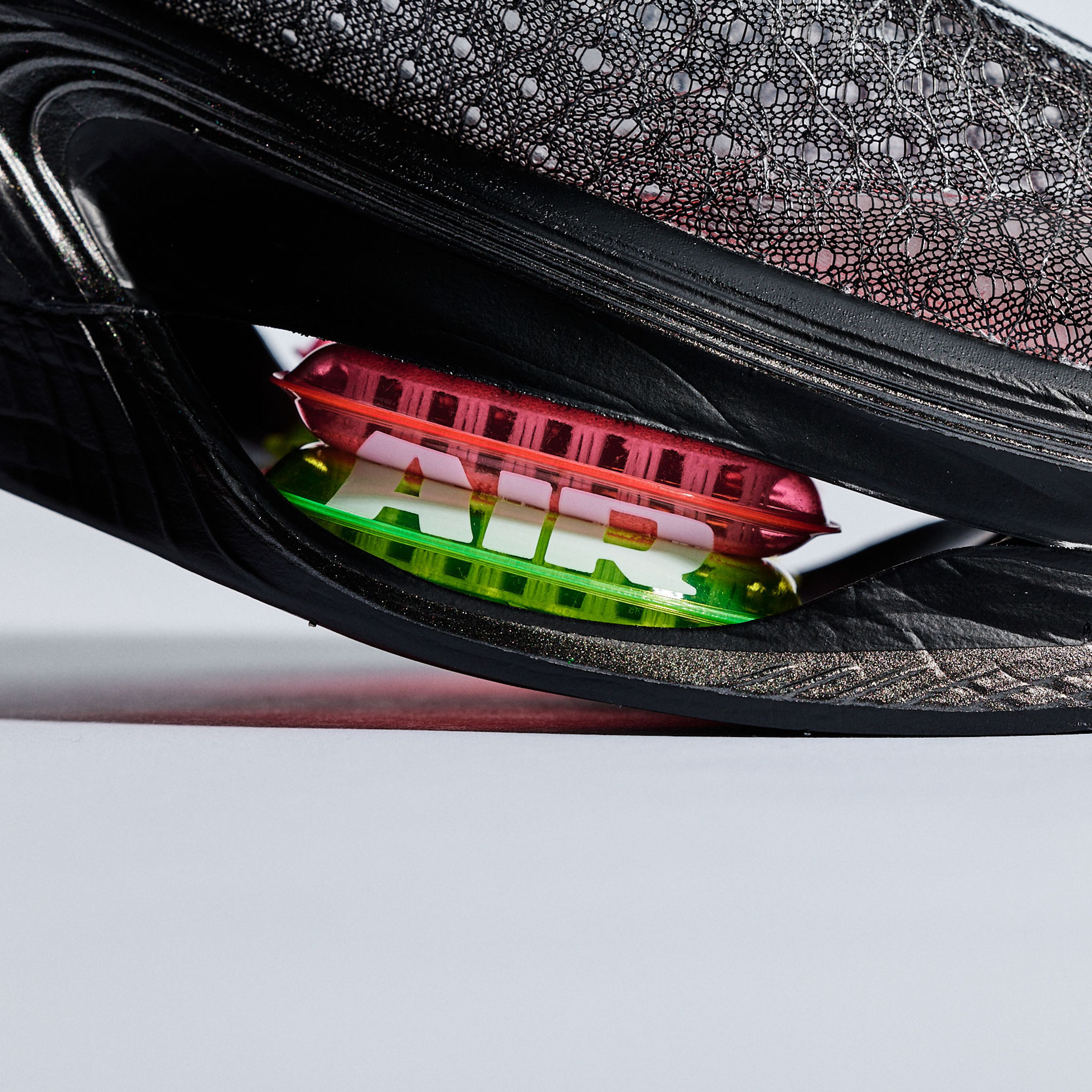 Close-up of a double-stacked Air cushioning unit in the Nike Apex.