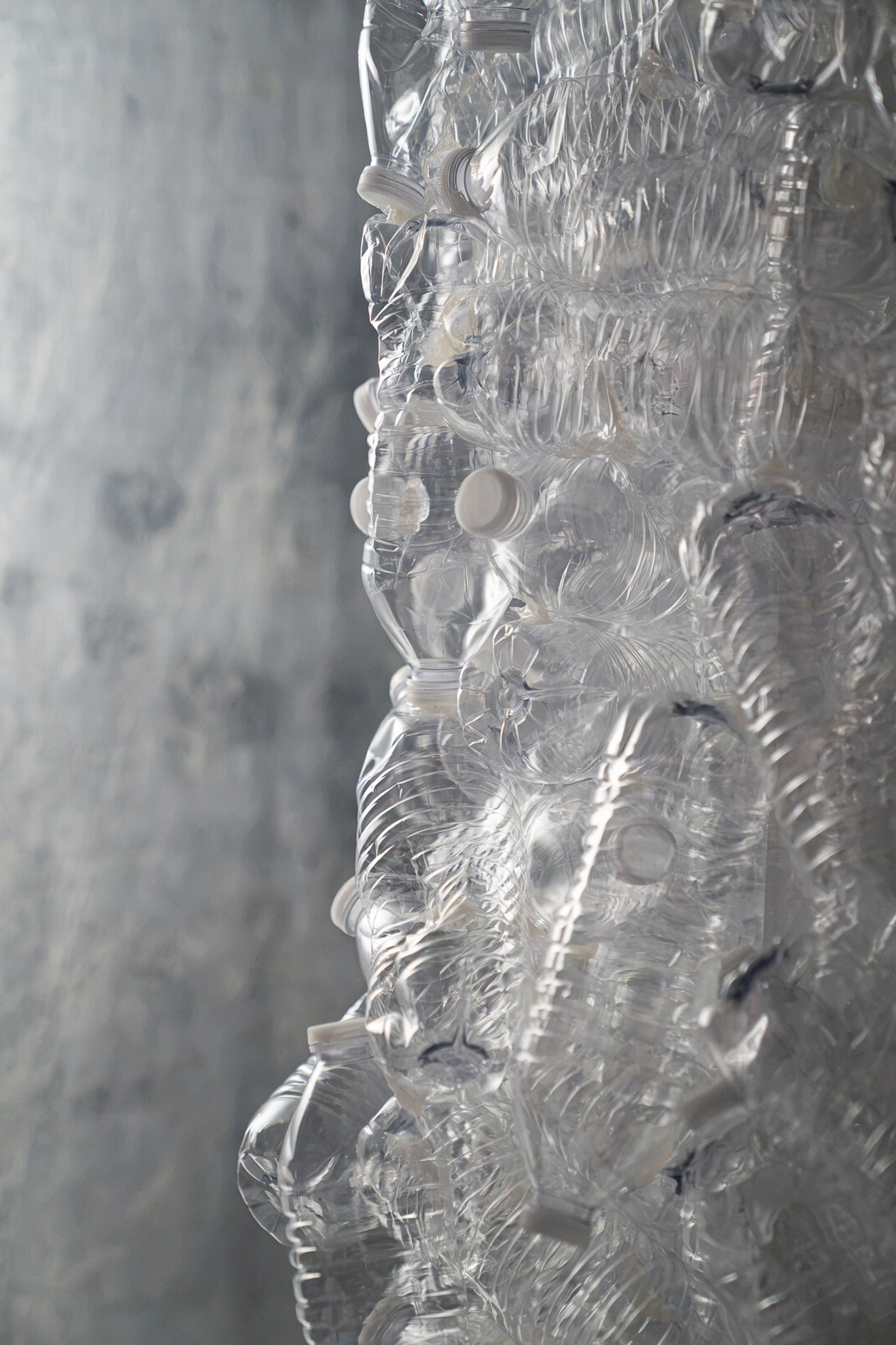 Recycled materials such as polyester are often made from plastic bottles.