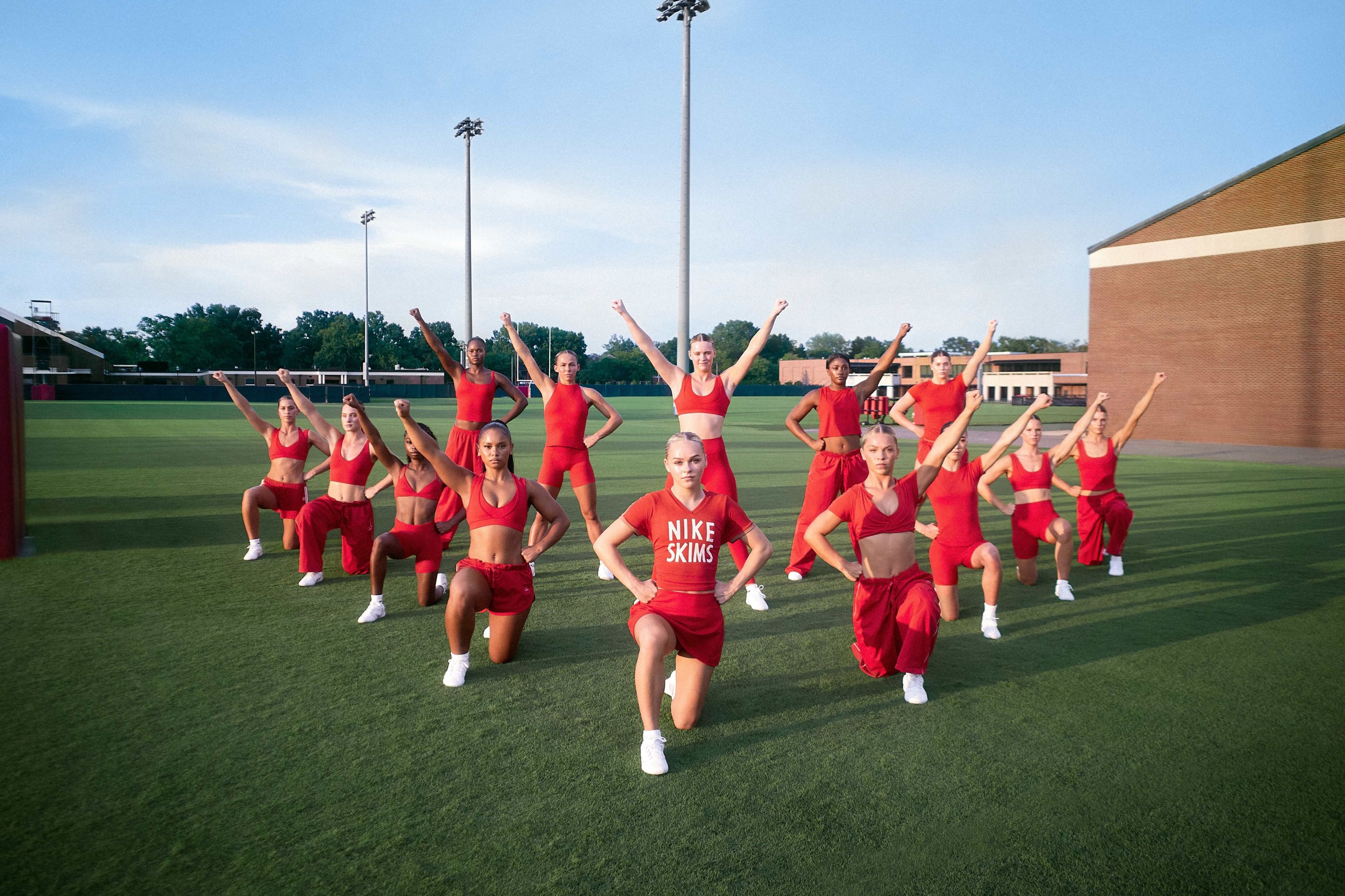 University of Alabama cheerleaders in NikeSKIMS apparel.