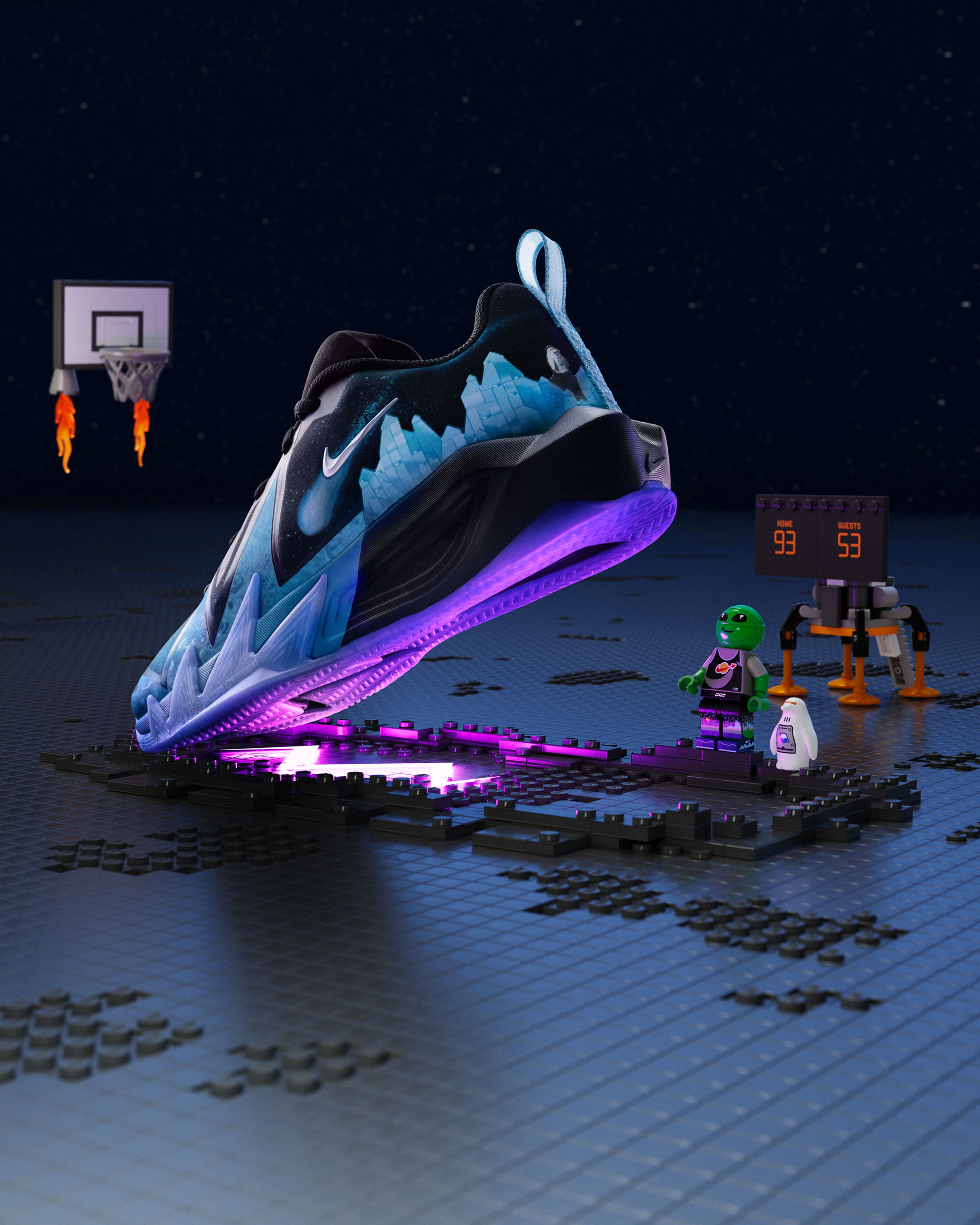 The Nike ST Dynamite, with color-shifting finishes and a glitter outsole