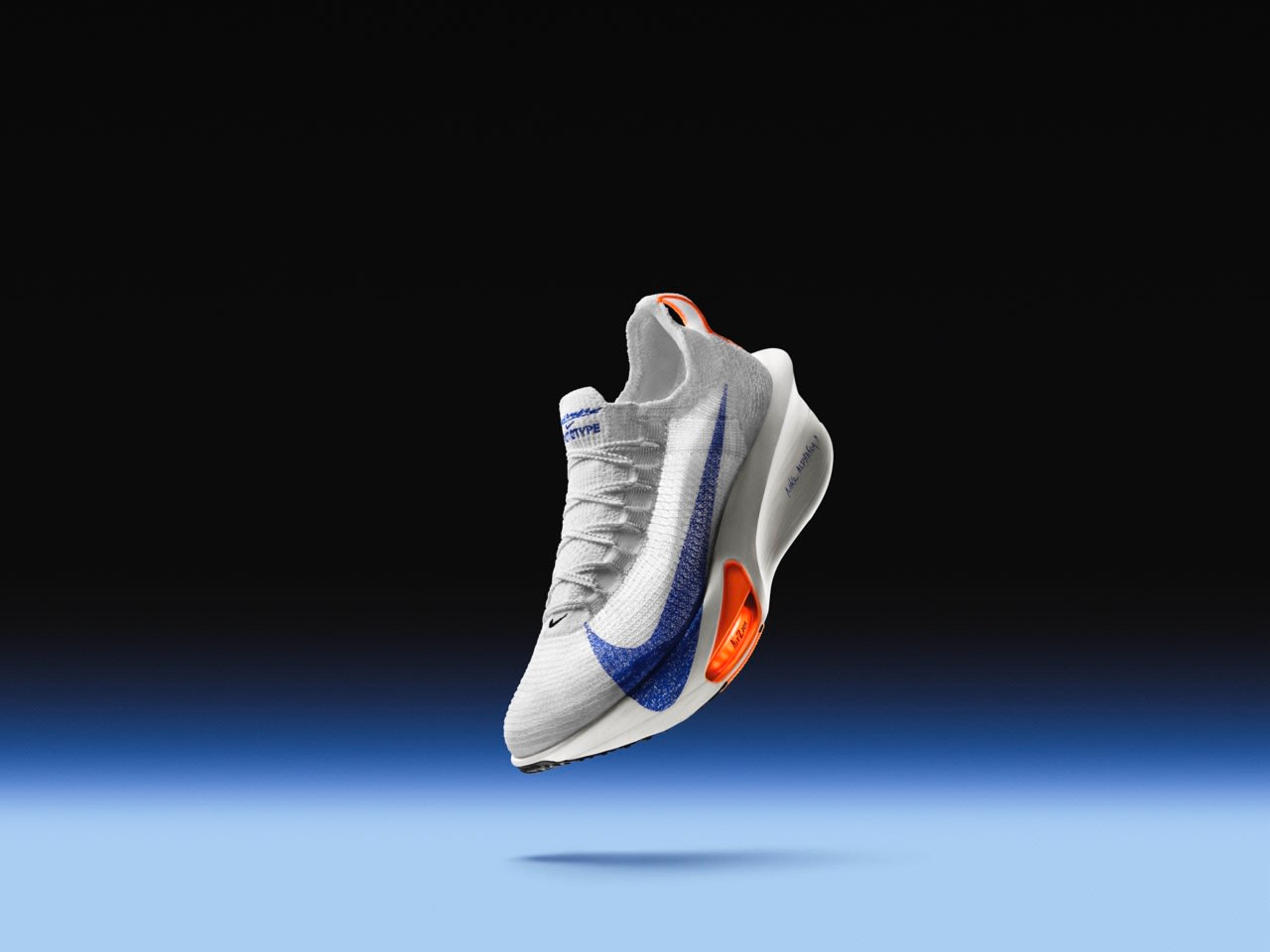 Front angled view of the Nike Alphafly 3 in white