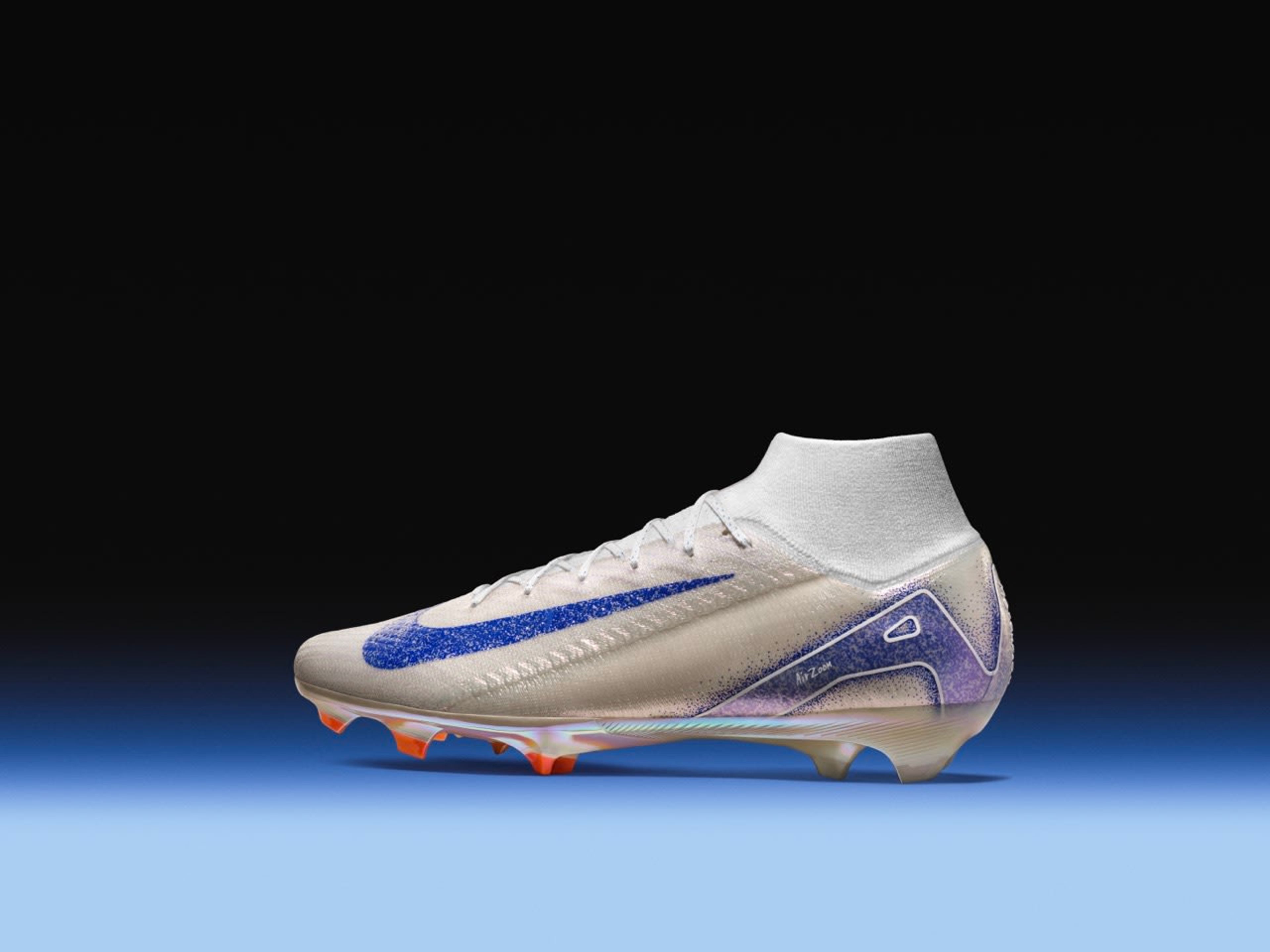 Left side view of the Nike Mercurial Superfly 10 Elite in white