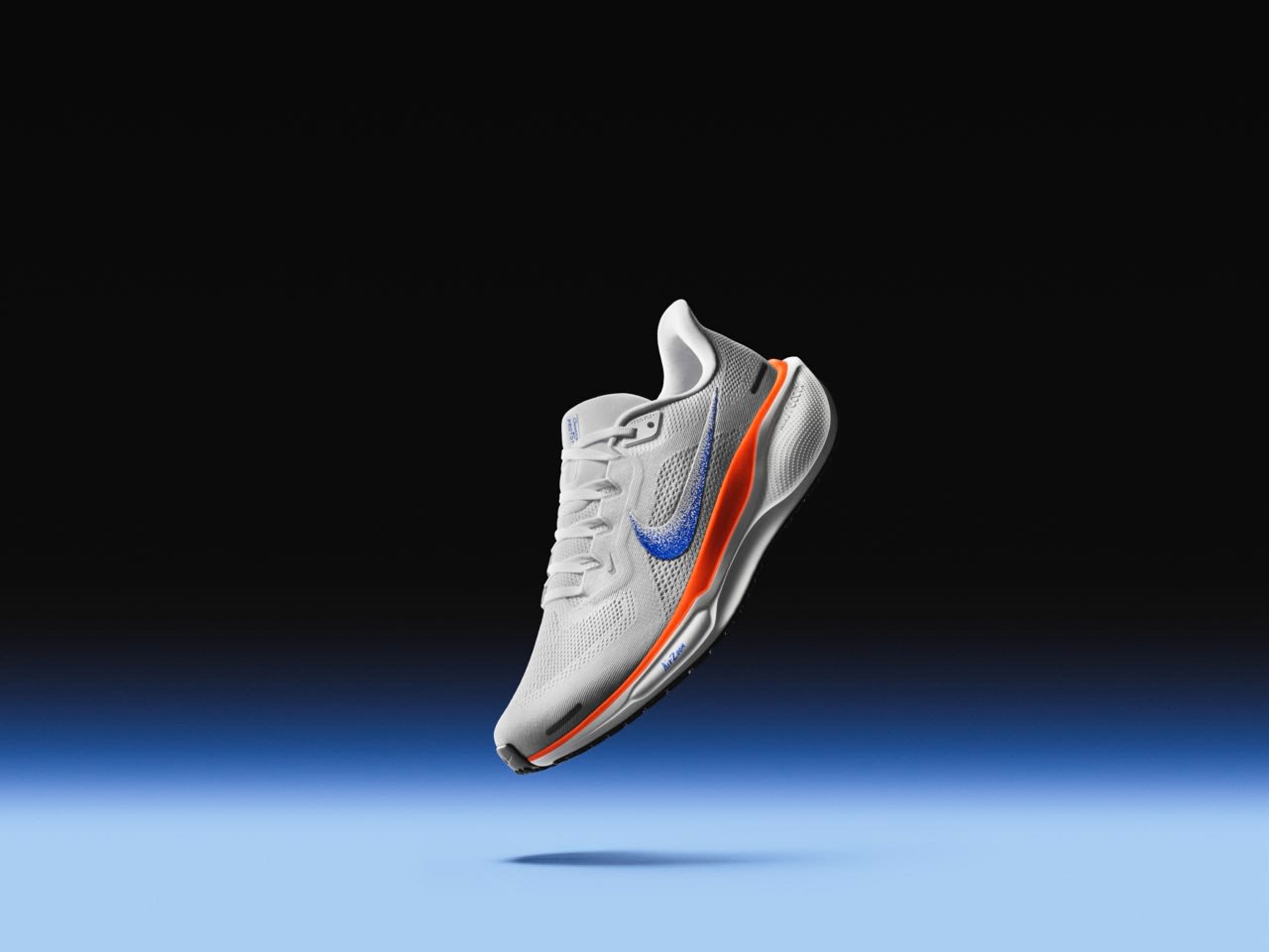 Front angled view of the Nike Pegasus 41 in white.