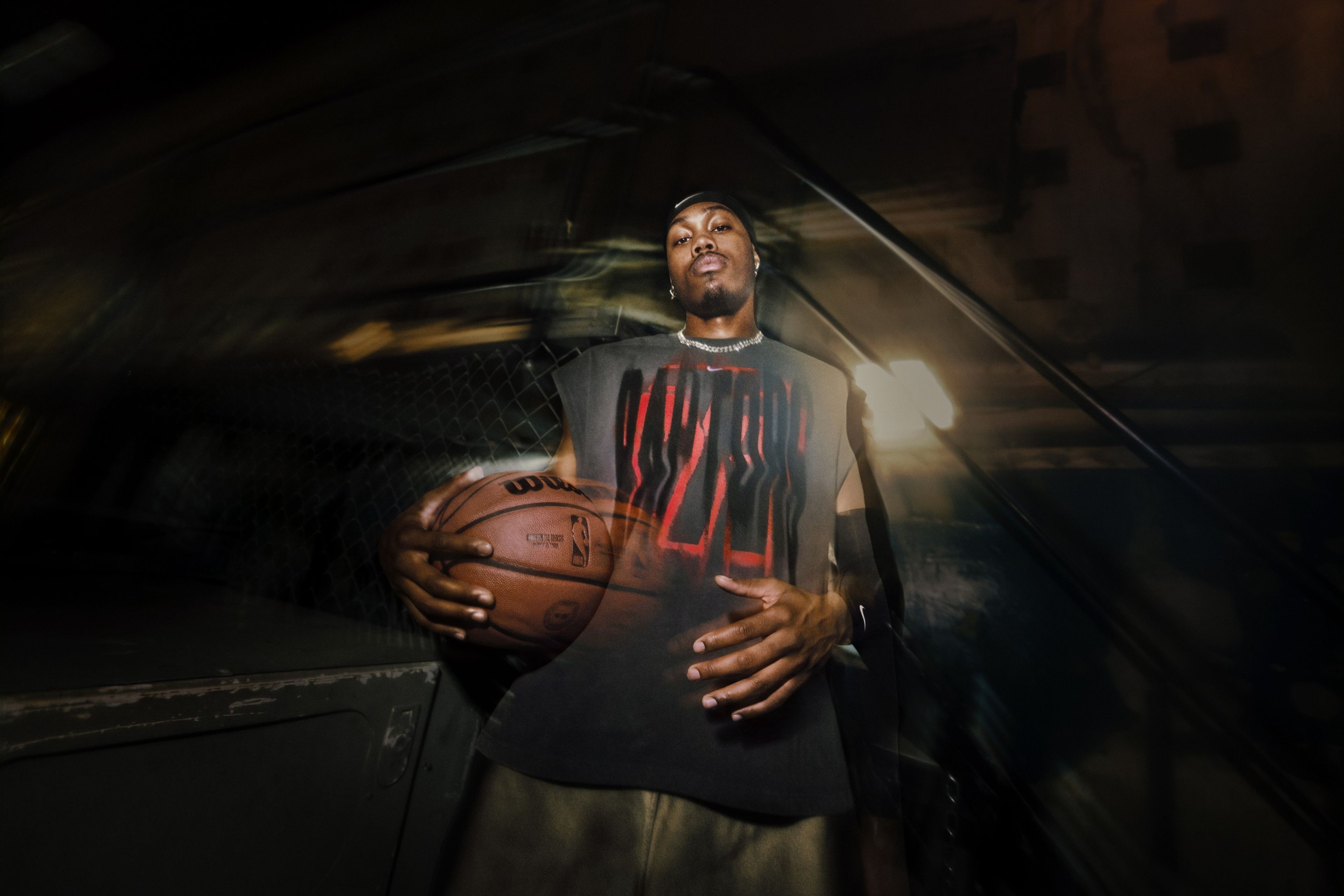 Nike athlete Scottie Barnes in a black Toronto Raptors shirt from Nike’s NBA Standard Issue Collection.
