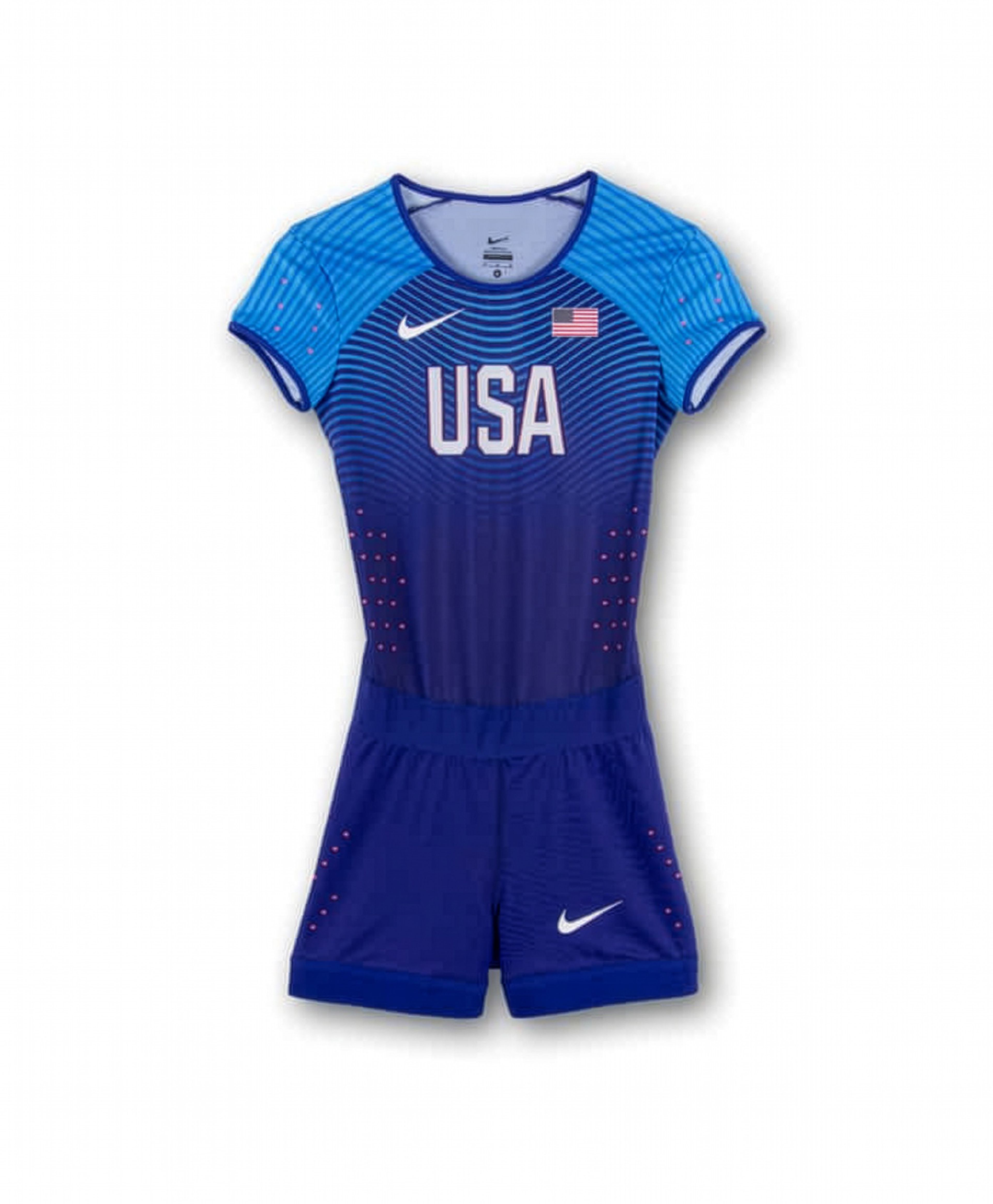 The front view of a blue Team USA uniform