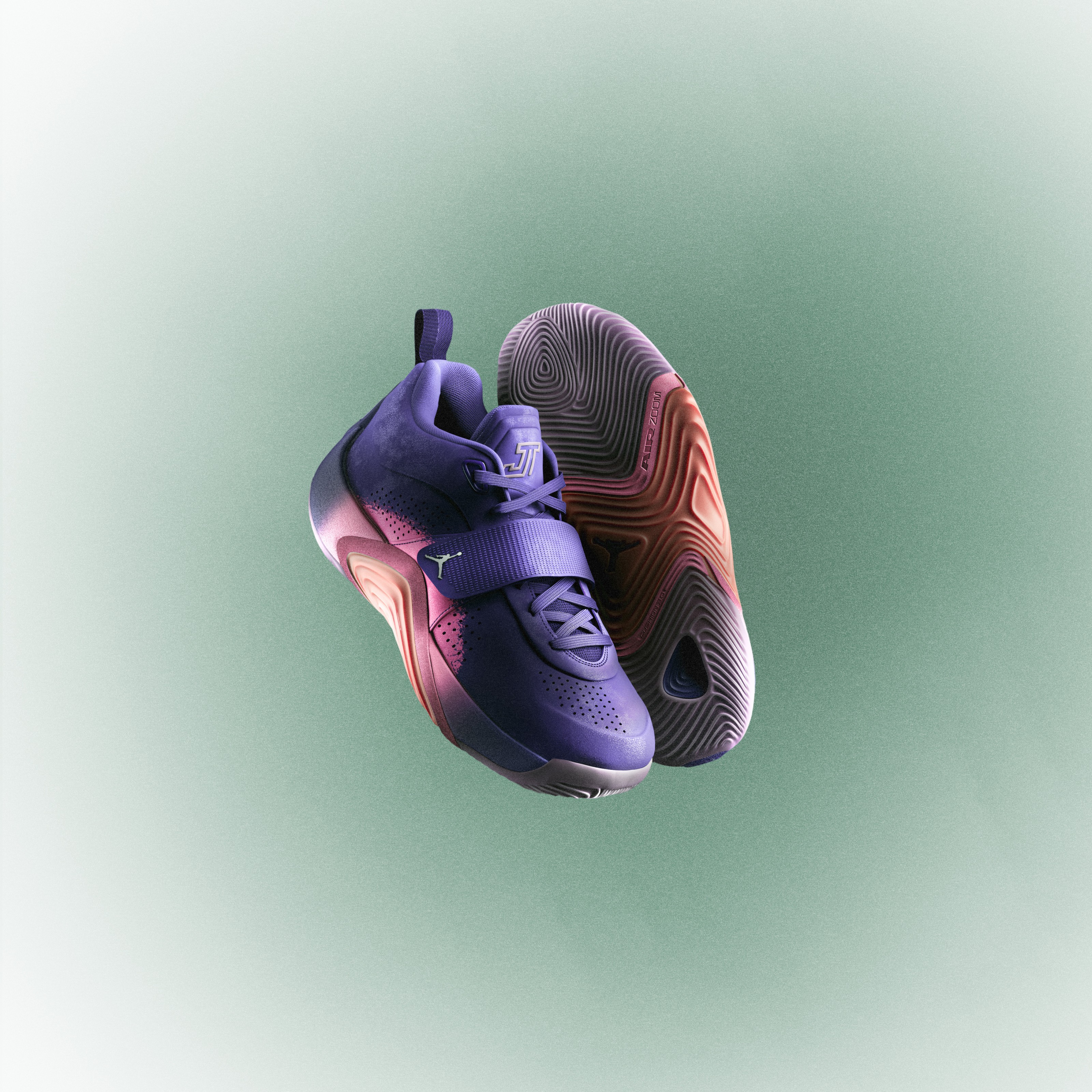 Jordan Tatum 5 Sunrise youth shoe in an official front three-quarter view